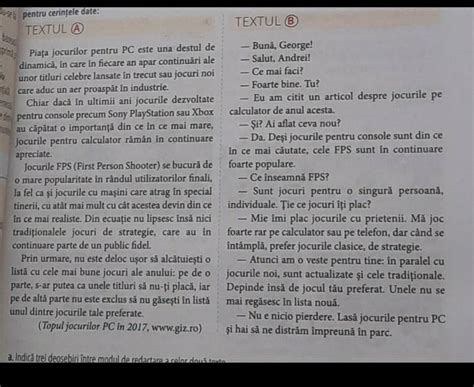 A Indică Trei Deosebiri între Modul De Redactare A Celor Două Texteb