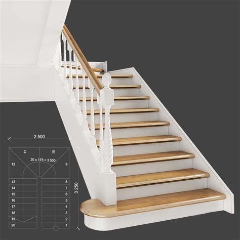 Classic Two March Staircase With Staggered Steps Download The 3d