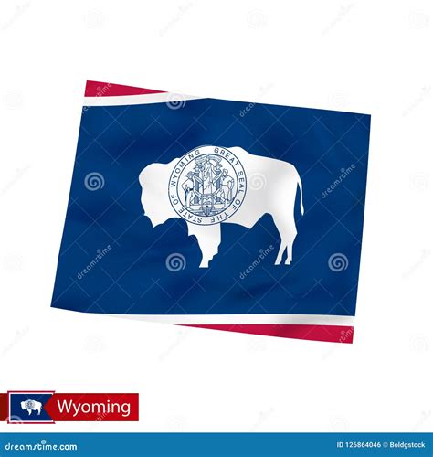 Wyoming State Map With Waving Flag Of Us State Stock Vector
