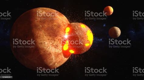 3d Rendering Meteorite Crashing Against Planet Stock Photo Download