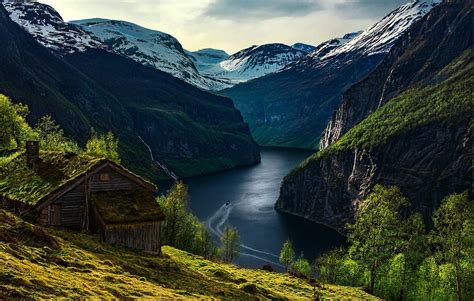 Nature Landscape Geiranger Fjord Norway Mountain