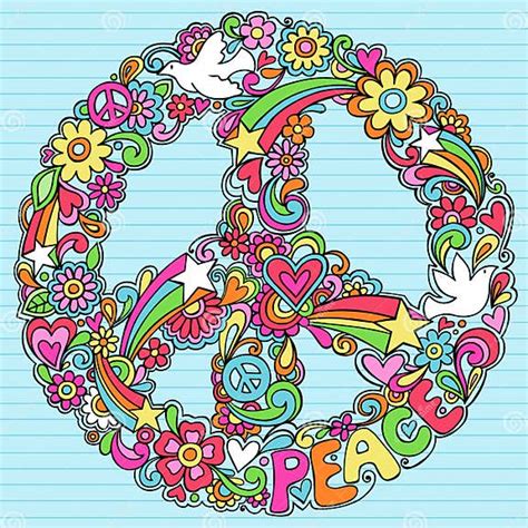 Psychedelic Peace Sign Notebook Doodles Vector Stock Vector