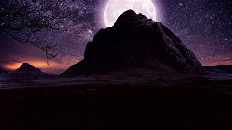 1366x768 Moon Over Mountain 1366x768 Resolution Hd 4k Wallpapers