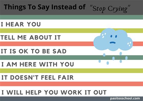 Things To Say Instead Of Stop Crying Qué Decir En Lugar De Deja De Llorar Pasitos School