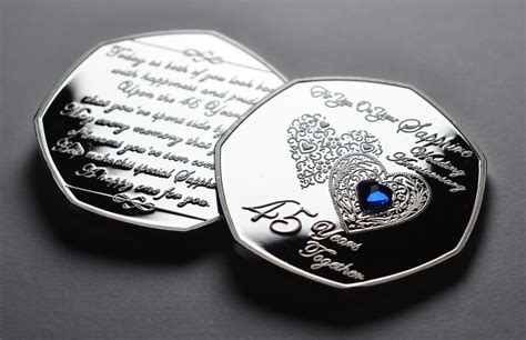 45th Sapphire Wedding Anniversary Silver Commemorative With Etsy