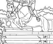 Coloriage Cheval qui saute un obstacle dessin gratuit à imprimer
