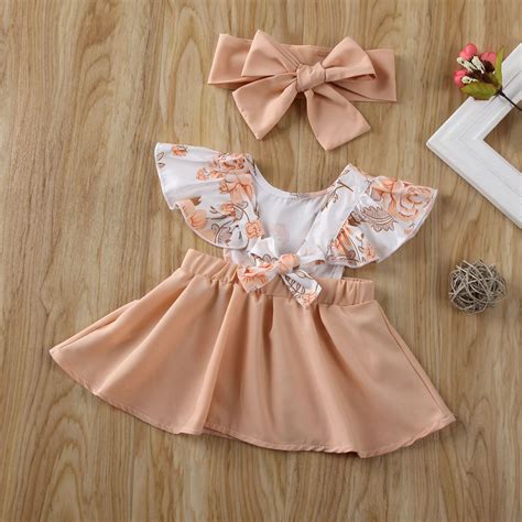 Cute Baby Girl Flower Pattern Ruffle Dress Blu Bambina Newborn Girl