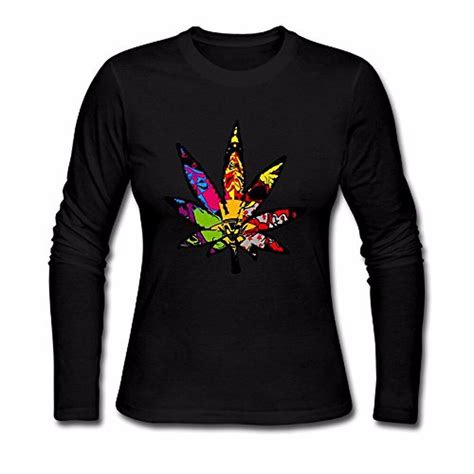 2018 Trippy Multi Pot Weed Leaves Printed Sexy Women T Shirt Casual T