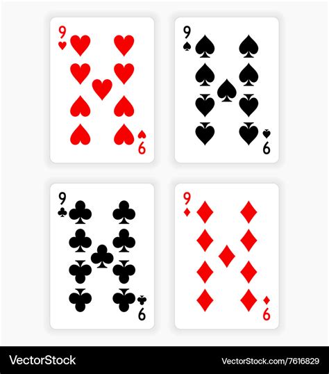 Playing Cards Showing Nines From Each Suit Vector Image
