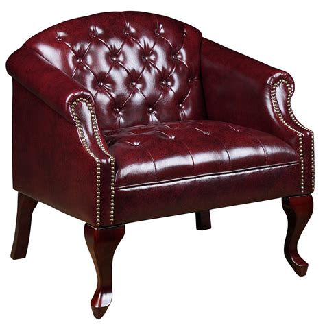 Boss Br99801 By Oxblood Vinyl Classic Traditional Button Tufted Club Chair
