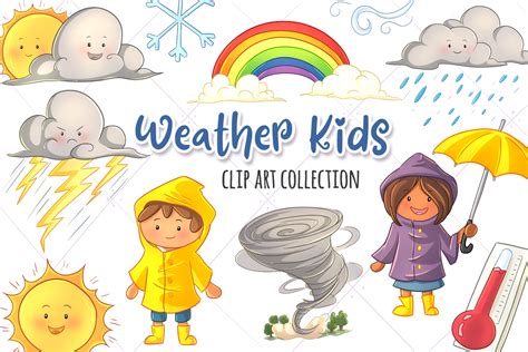 Cute Weather Kids Clip Art Collection Graphic By Keepinitkawaiidesign