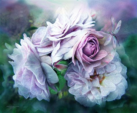 Miracle Of A Rose Lavender Mixed Media By Carol Cavalaris Fine Art
