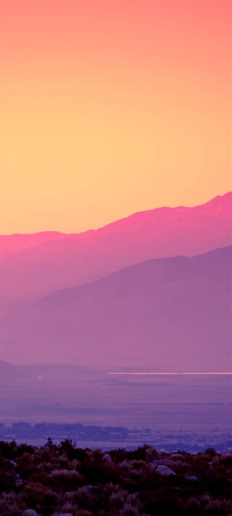 Pink Sky 4k Wallpaper Sunset Gradient Mountains