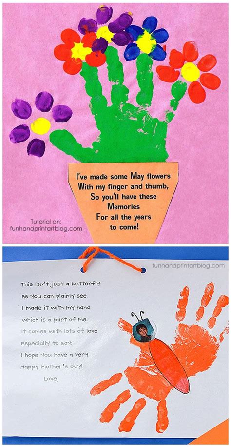 Handprint And Fingerprint Flowerpot With Poem For Mothers Day Easy