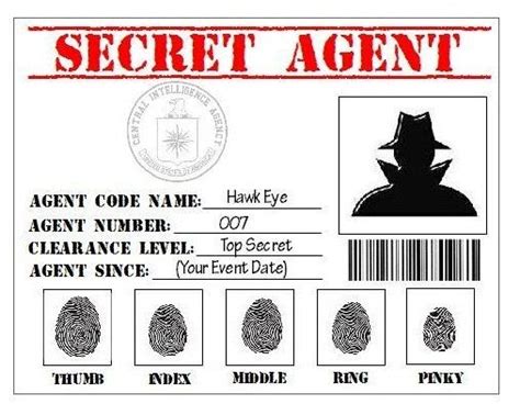 Printable Secret Agent Worksheets For Kids Spy Party Card Template