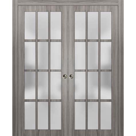 Sliding French Double Pocket Doors 56 X 80 Inches Frosted Glass 12