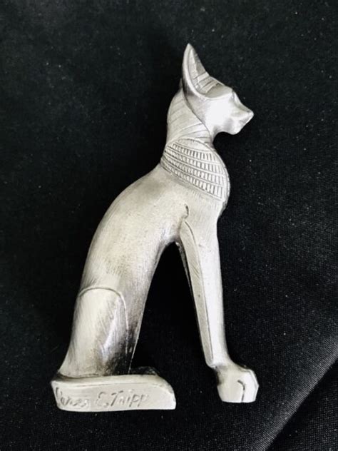 Large 3 Pewter Ancient Egyptian Bastet Cat Valencia Goddess Figurine