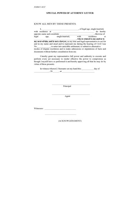 Power Of Attorney Letter Sample Business Form Letter Template Gambaran