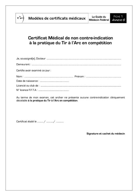 Modele De Certificat Medical Pour La Pratique Du Spor Vrogue Co