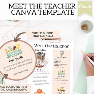 Meet The Teacher Template Canva Template Editable Template Back To School Personalized First Day