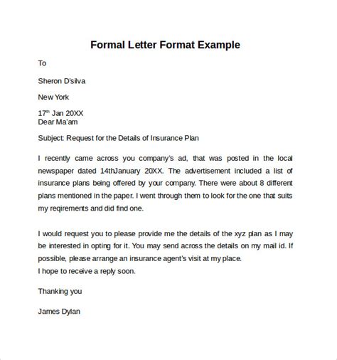 formal letter format   samples examples formats