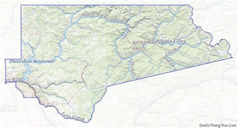 Topographic Map Of Clearwater County Idaho Bản đồ Idaho