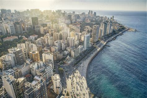 Aerial View Of Beirut Lebanon City Of Beirut Beirut City Scape Stock