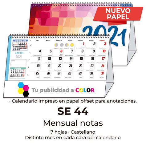 Se 44 Mensual Notas Papel Offset Para Anotaciones 2021 • Calendarios