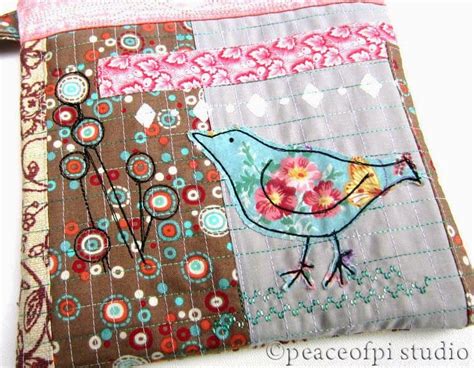 Little Bird Purse Peaceofpi Studio Thread Art Thread Painting