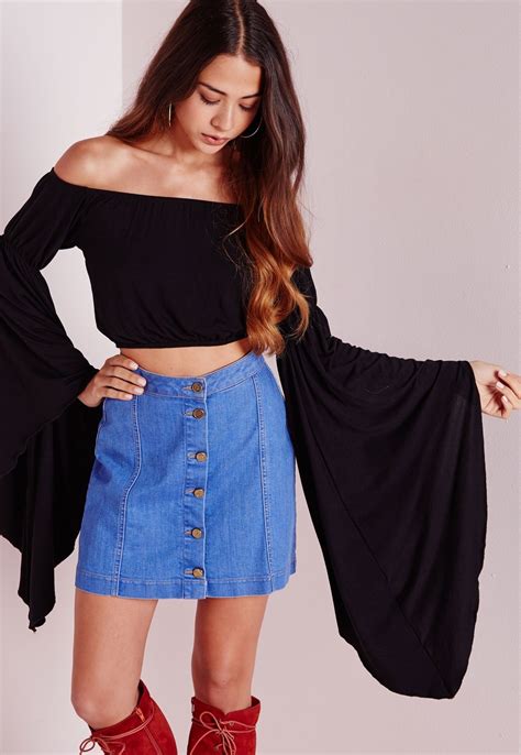 missguided flare crop top black black crop tops long sleeve tops basic outfits