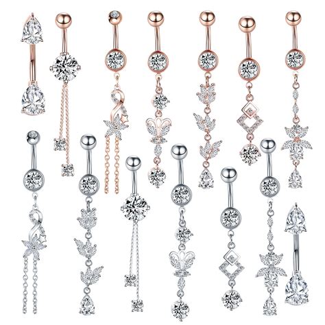 1pc 316l Surgical Steel Belly Piercing Sexy Dangling Belly Button Ring 14g Navel Piercing Belly