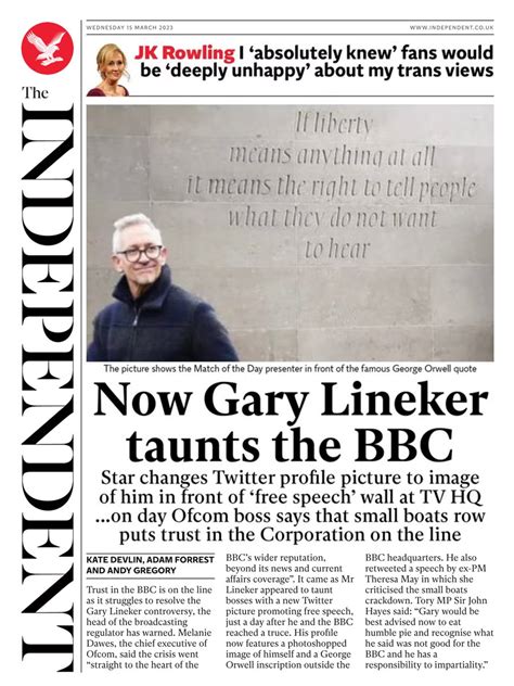 Independent Front Page Th Of March Tomorrow S Papers Today