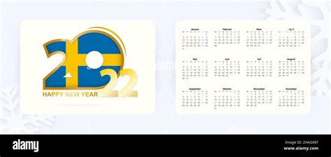 Horizontal Pocket Calendar 2022 In Swedish Language New Year 2022 Icon