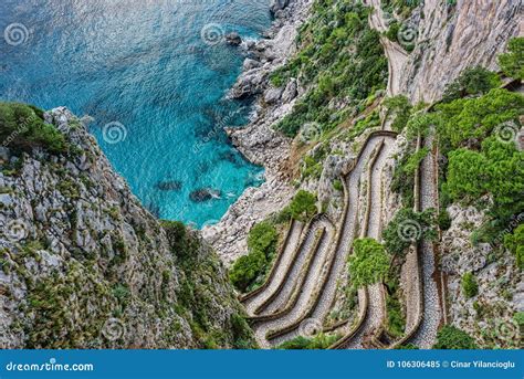 Winding Stairs Leading Down To Sea On A Steep Slope Stock Image Image