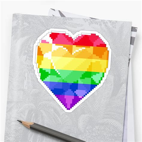 Pixel Pride Heart Gem Rainbow Flag Sticker By Sleepyspooks Redbubble