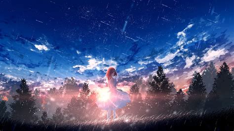 Anime Girl Sky Sunrise Hd Wallpaper Peakpx