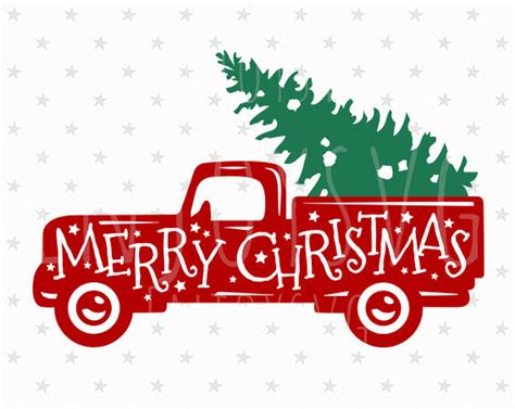 Merry Christmas Red Truck Svg Christmas Truck Svg Vintage Etsy