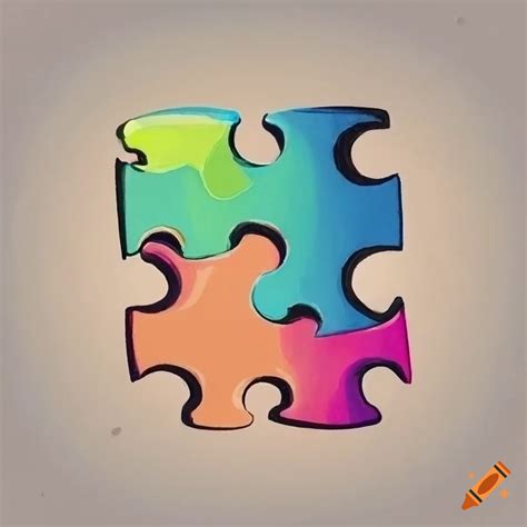 Minimalist Illustration Of Two Puzzle Pieces Coming Together Perfectly