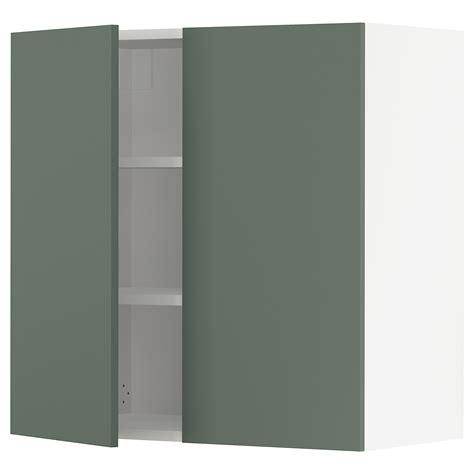 SEKTION Armoire murale 2 portes, blanc, Bodarp gris-vert, 30x15x30