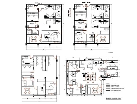 2d View Layout Plan Of Office Building Structure Autocad File Office