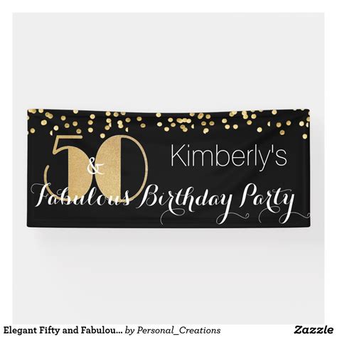 Elegant Fifty And Fabulous 50th Birthday Party Banner