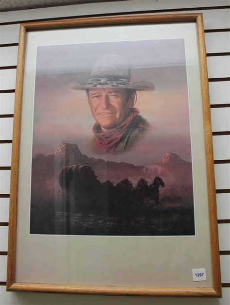 Lot John Wayne Print With Stagecoach