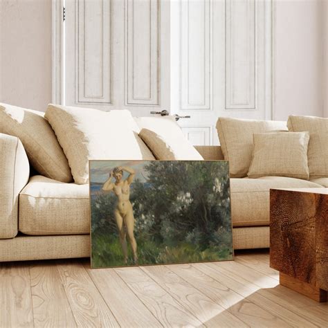 Vintage Naked Woman With Landscape Painting Antique Oil Etsy