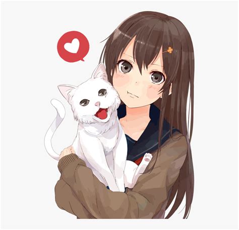 Hairstyleblack Hairhair Anime Girls With Cats Hd Png Download