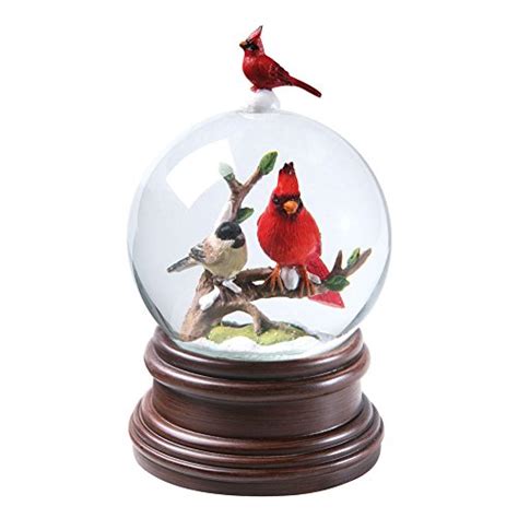 Catalog Classics Red Bird Snow Globe Wind Up Winter Birds Musical