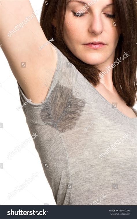 Woman Sweating Very Badly Under Armpit Stock Photo 135040292 Shutterstock