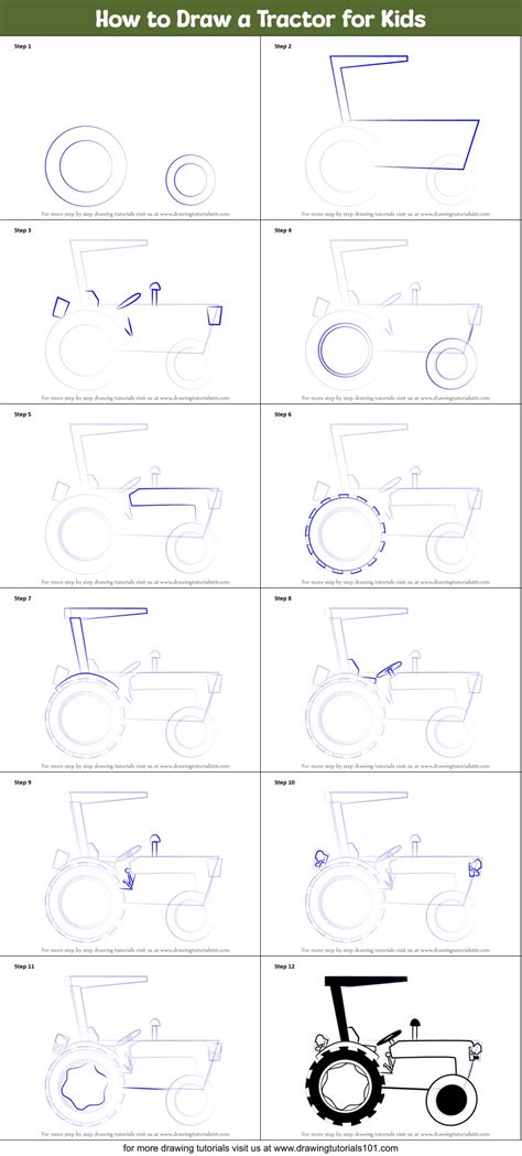 How To Draw A Tractor For Kids Agricultural Step By Step