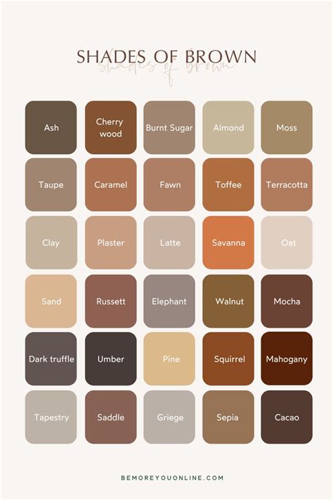 Shades Of Brown Brown Colour Palette Inspiration Brown Color