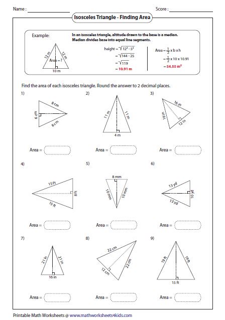 Triangles Worksheets