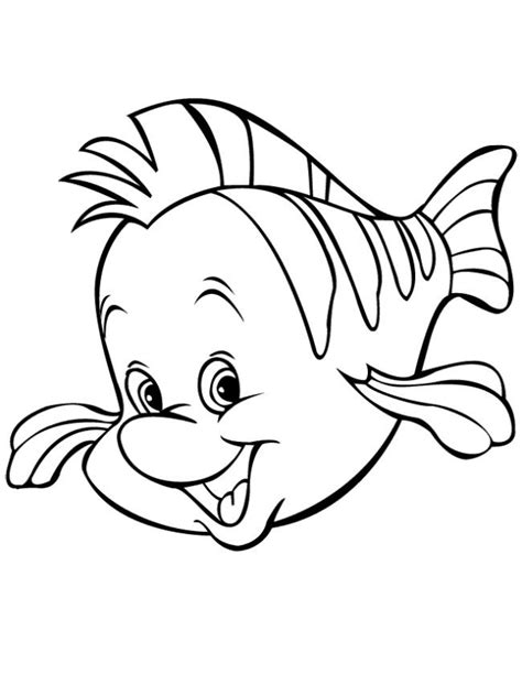Flounder Coloring Pages From The Little Mermaid